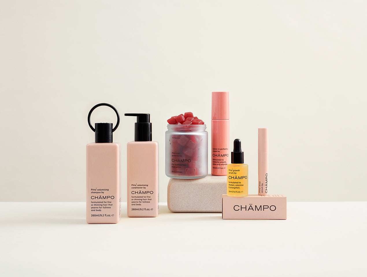 The complete Chāmpo hair system